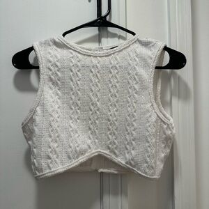 White Cable Knit Sleeveless Top